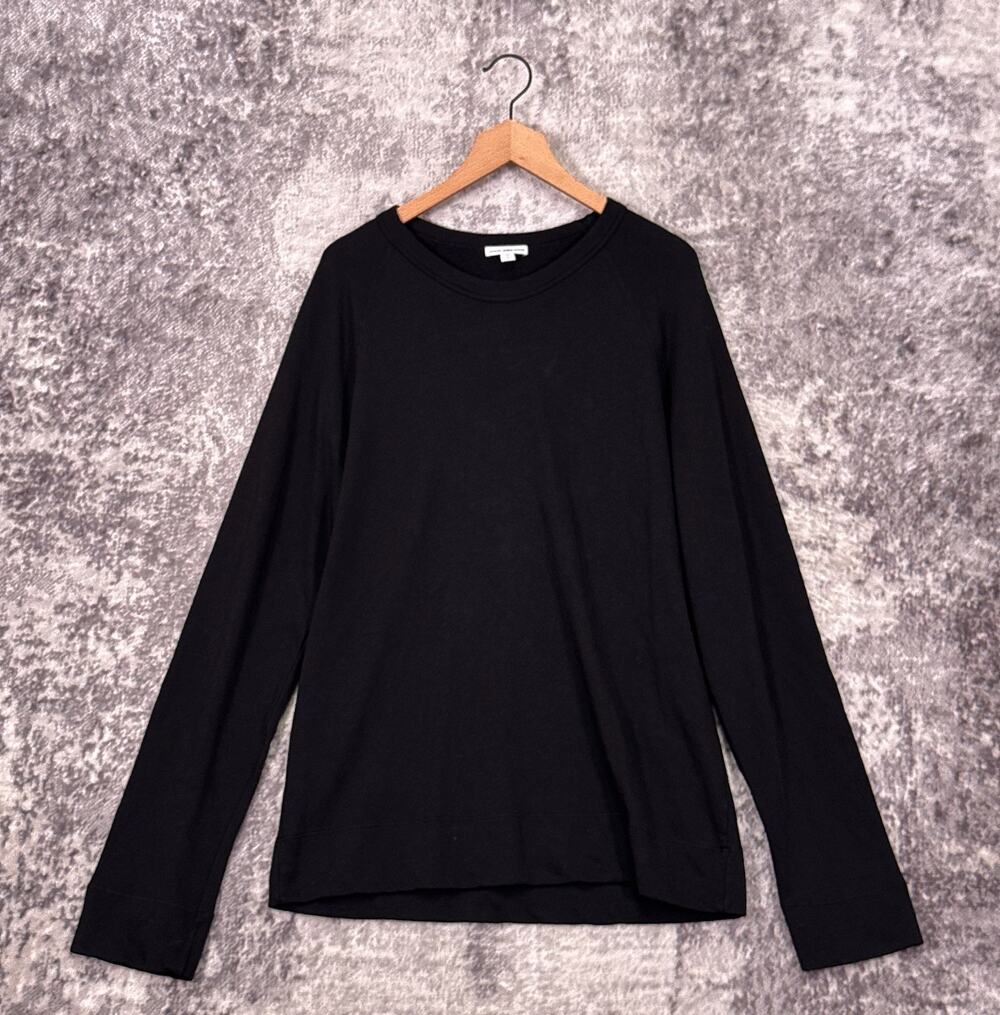 James Perse Sweatshirt 3 / US Large Mens Black Vintage French Terry Crewneck
